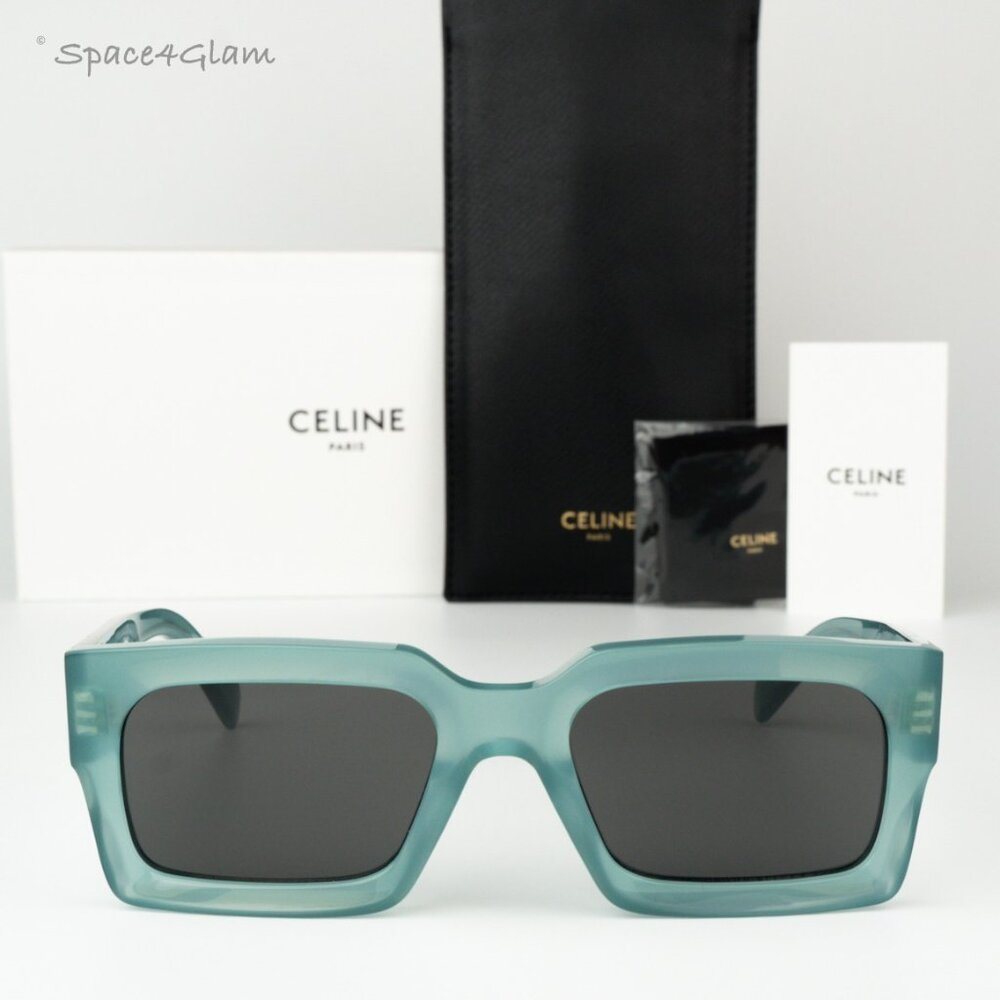 Celine Men Sunglasses CL40280U 3 DOTS 93A Light Green Grey Square BRAND NEW